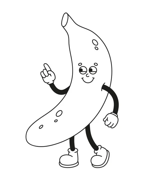 Hand Drawn Retro Character Banana Vector Illustration Trendy Retro Cartoon — Stock Vector