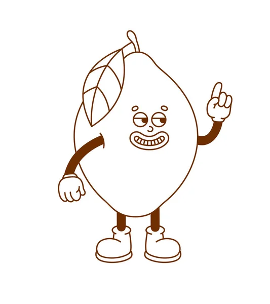 Hand Drawn Lemon Retro Character Vector Illustration Trendy Retro Cartoon — Stock Vector