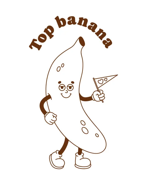 Der Handgezeichnete Bananen Retro Charakter Mit Einem Slogan Vector Sticker lizenzfreie Stockvektoren