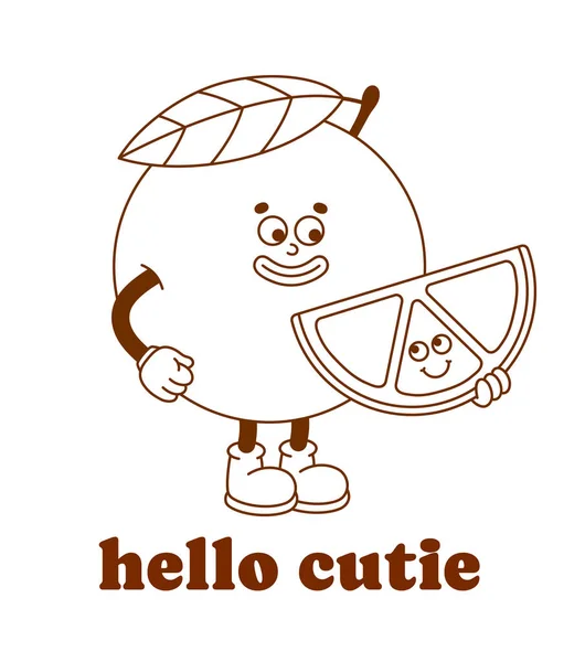 Der Handgezeichnete Orangefarbene Retro Charakter Mit Einem Slogan Vector Sticker Vektorgrafiken