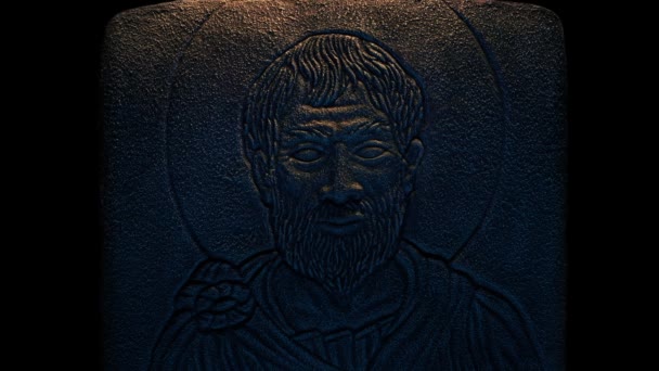 Ancient Stone Relief Man Lit — Stock Video