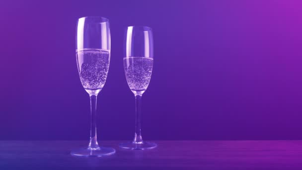 Verres Champagne Événement Dans Les Lumières Fête — Video