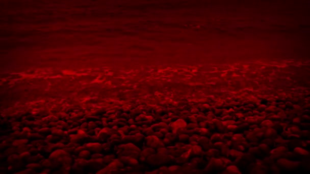 Sahil Kıyısı Tehlike Kırmızı Soyut — Stok video