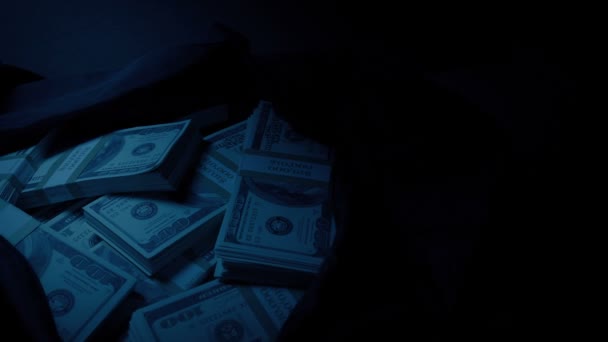 Сумка Деньгами Темной Комнате — стоковое видео