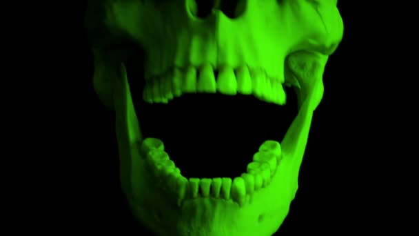 Cráneo Verde Come Cámara Múltiples Versiones — Vídeos de Stock