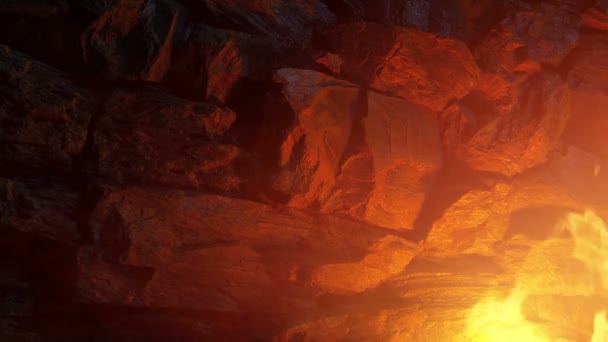 Mağara Duvarında Dumanlı Ateş — Stok video