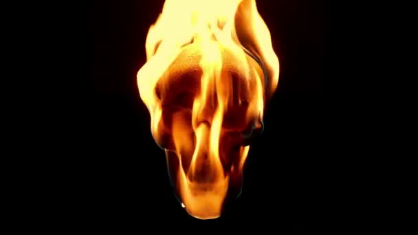 Κρανίο Καίγεται Και Στόμα Ανοίγει Στη Φωτιά — Αρχείο Βίντεο