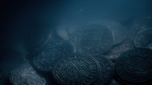 Naufragio Monedas Bajo Mar — Vídeo de stock