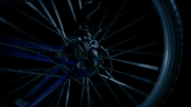 Cycling Dark Bike Wheel Spinning — Vídeo de stock