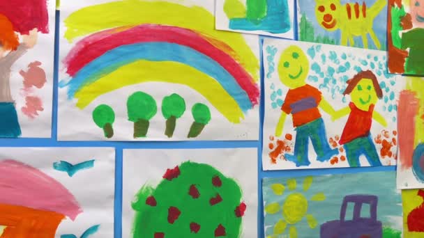 Дитячі Картини Стіні — стокове відео
