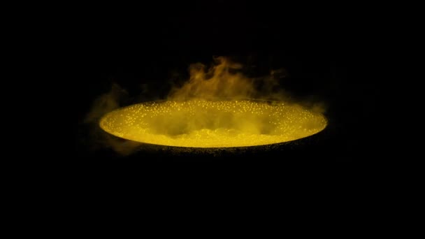 Yellow Liquid Vat Bubbling Isolated Black Compositing Element — Stock Video
