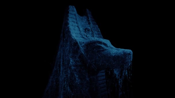 Egyptian Jackal Headed Statue Covered Cobwebs — Video Stock