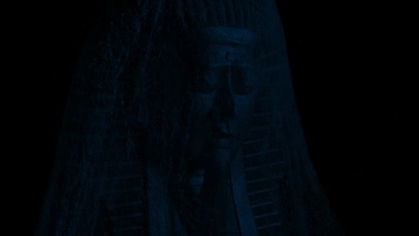 Pochodeň Osvětluje Faraóna Zlatá Maska Pavučiny — Stock video
