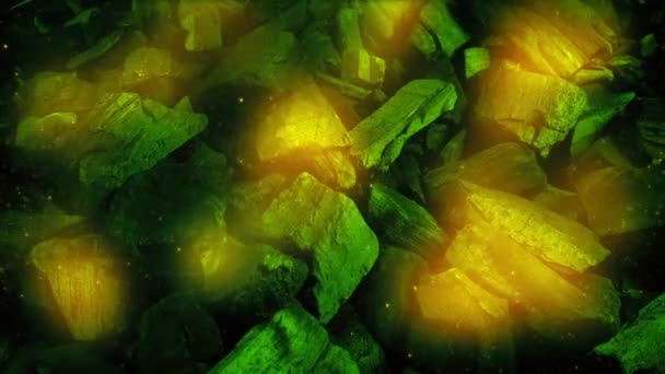 Fantasy Glowing Coals Green Gold — Vídeo de stock