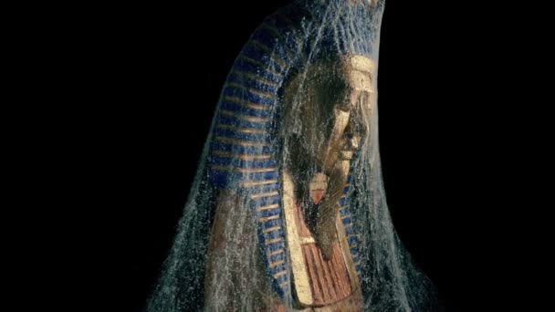 Старая Египетская Золотая Статуэтка — стоковое видео