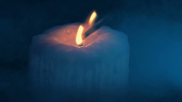 Large Candle Lit Blown Out Mist Swirling — Video