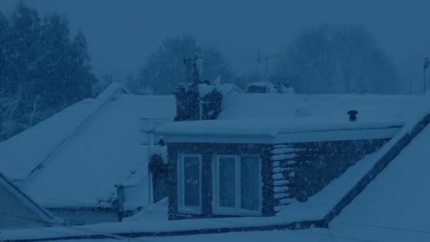 Rooftops Houses Heavy Snowfall — Vídeo de stock
