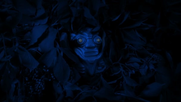 阿兹特克偶像 中的黄眼睛闪烁着光芒 — 图库视频影像