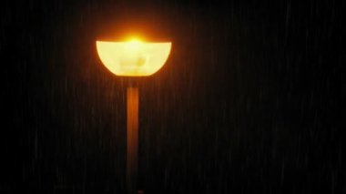 Raining On Streetlight On Stormy Night