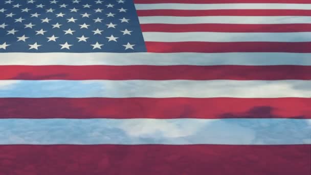Stone Splashes American Flag Reflection — Vídeos de Stock