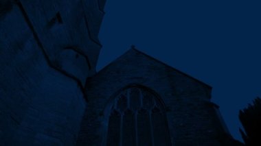 Quickly Moving Up To Church Building At Night