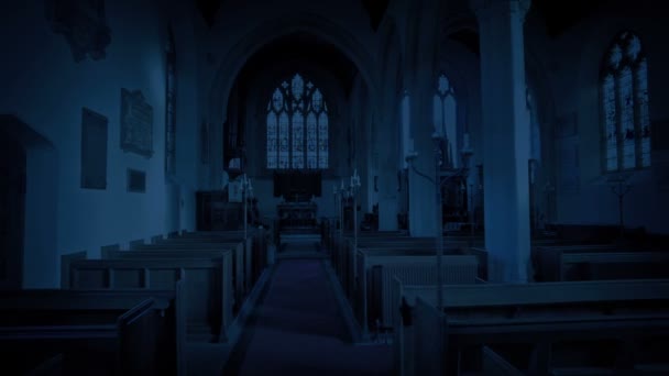 Church Dark Walking Middle Aisle — Wideo stockowe
