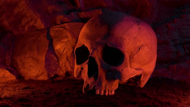 Skull Fire Glow Cave — 图库视频影像