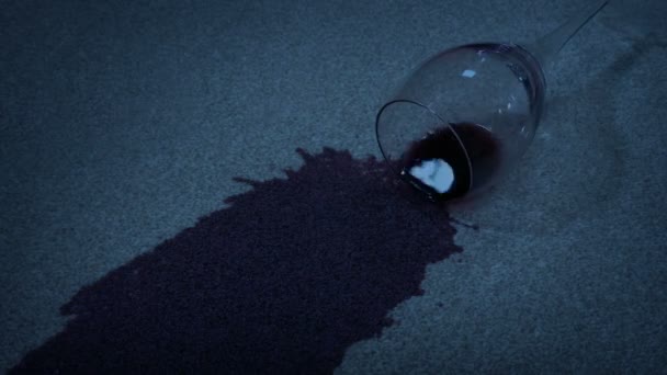 Glass Wine Knocked Dark Room — 图库视频影像