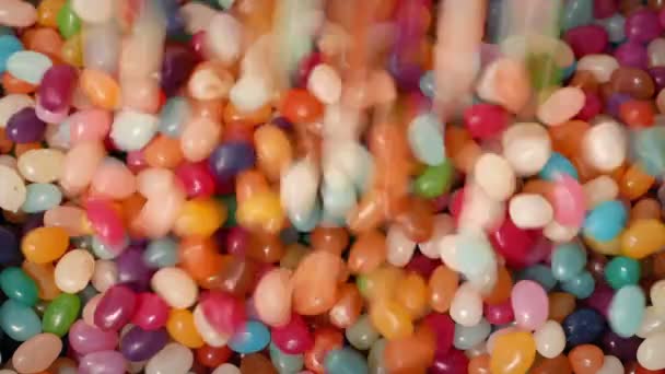 Candy Beans Poured Pile Closeup Shots — Stockvideo