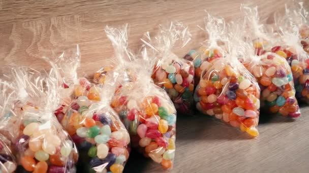 Person Restocks Candy Bags Store — Vídeo de stock