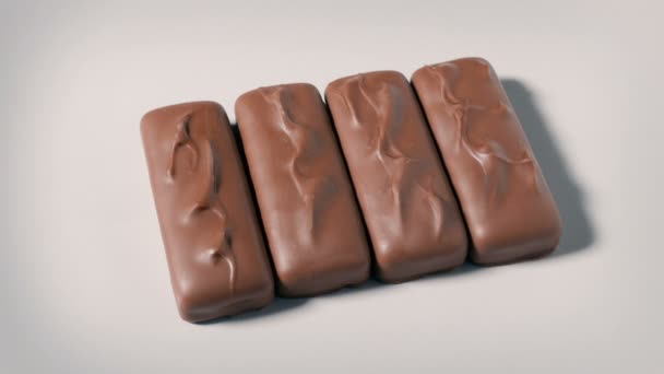 Chocolate Lover Puts Dark Chocolate Sauce Bars — Vídeo de Stock