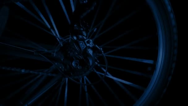 Cycling Night Wheel Closeup — Vídeos de Stock