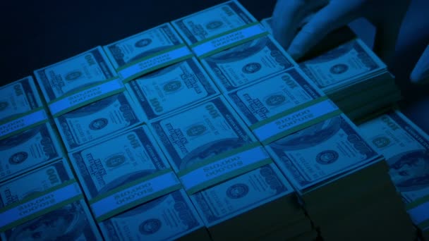 Person Steals Money Grabbing Stacks Closeup — Stok video