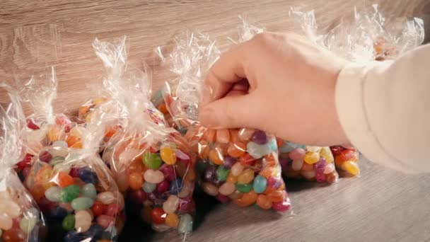 One Two Packs Candies Taken — Stockvideo