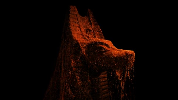 Egyptská Šakalská Socha Pavučinami Světle Ohně — Stock video