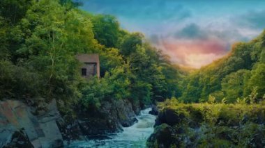 Pretty Landscape With Old Mill And River