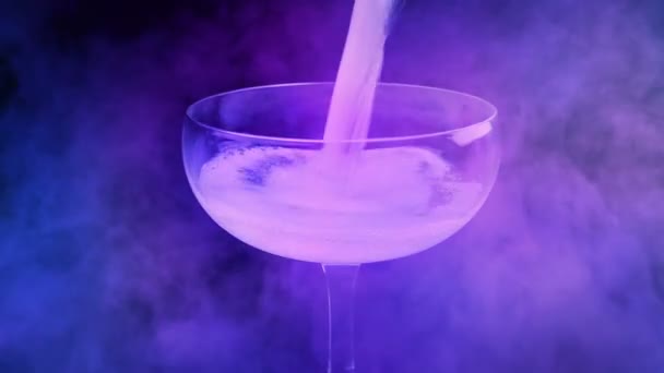 Alcoholic Drink Poured Party Lights Vapor — Stockvideo