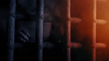 Prisoner Holds Bars In Dusty Sunlight