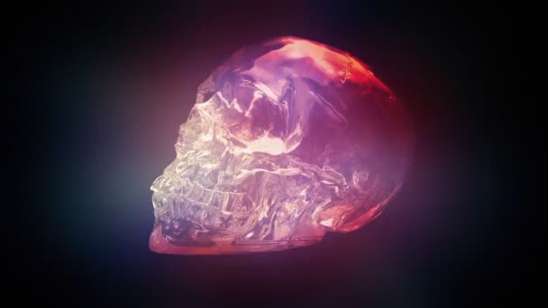Mystical Crystal Skull Glowing Colors — Vídeo de stock