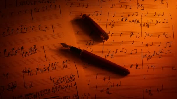 Pen Hand Written Music Firelight — Stok video