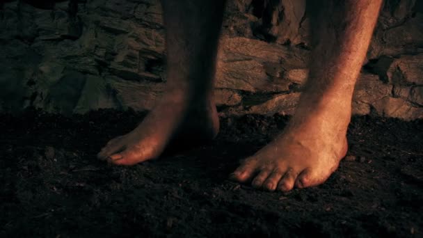 Barefoot Man Walking Standing — Stock Video