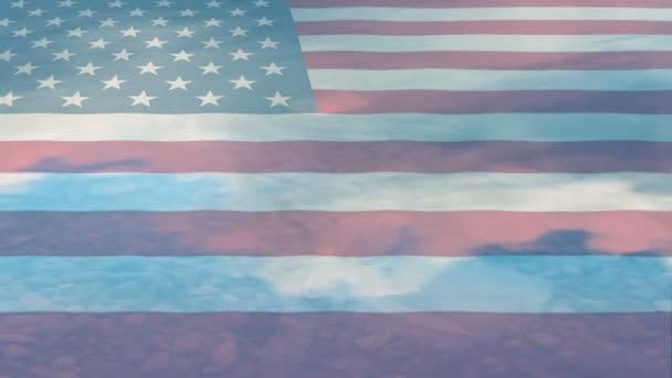 Statele Unite Ale Americii Steag Reflection Stropește Din Piatra Lovind — Videoclip de stoc