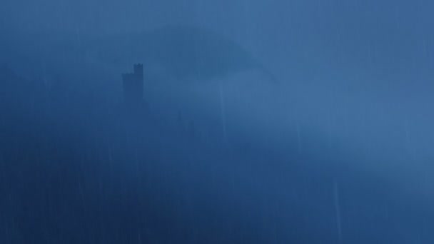 Raining Castle Misty Mountains — Stock Video