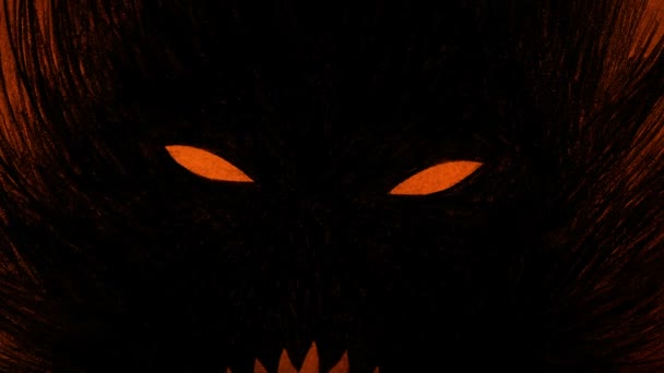 Scary Evil Face Ilustración Llamas — Vídeo de stock
