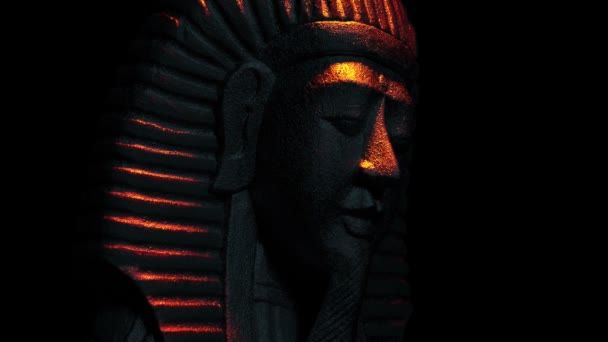 Egyptische Koning Figuur Vuur Vlam — Stockvideo