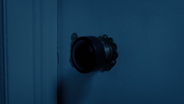 Puerta Abre Cierra Casa Oscura — Vídeo de stock