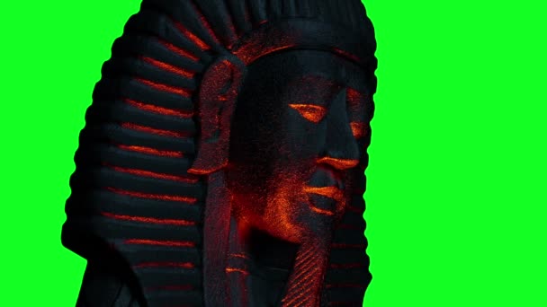 Egipto Faraón Estatua Lit Greenscreen — Vídeos de Stock