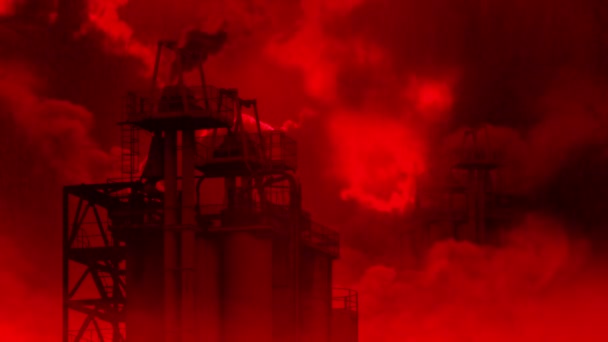 Giftigt Förorenande Industri Scen Med Stora Torn Byggnader — Stockvideo