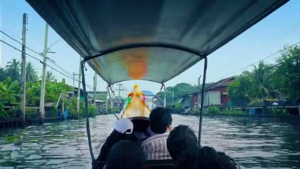Pov Riding Boat Tropical Landscape — стокове відео