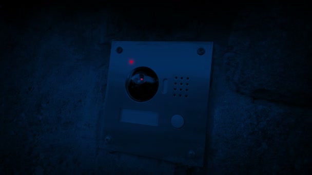 Câmera Porta Segurança Fora Casa Noite — Vídeo de Stock